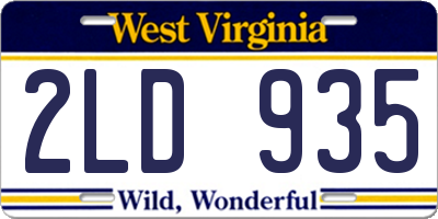 WV license plate 2LD935