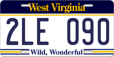 WV license plate 2LE090