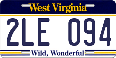 WV license plate 2LE094