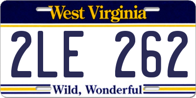 WV license plate 2LE262