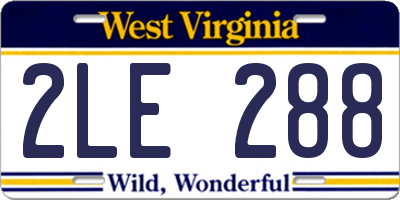 WV license plate 2LE288