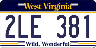 WV license plate 2LE381
