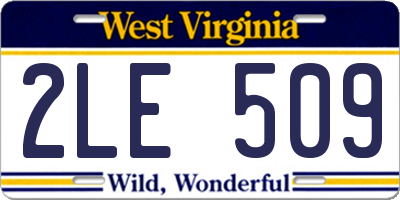 WV license plate 2LE509