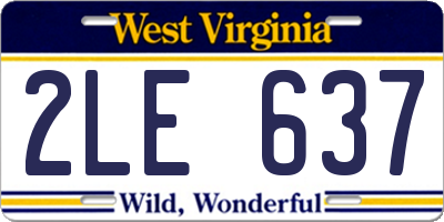 WV license plate 2LE637