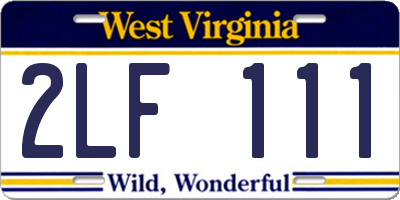 WV license plate 2LF111