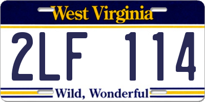 WV license plate 2LF114