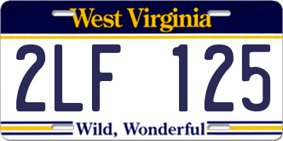 WV license plate 2LF125
