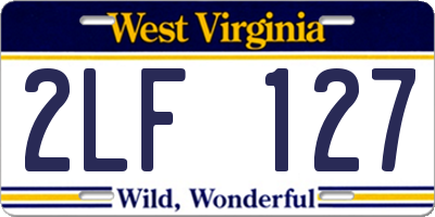 WV license plate 2LF127