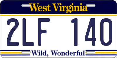 WV license plate 2LF140