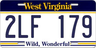 WV license plate 2LF179