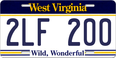 WV license plate 2LF200