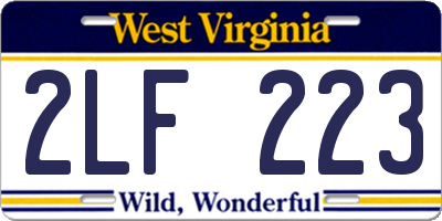 WV license plate 2LF223