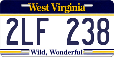 WV license plate 2LF238