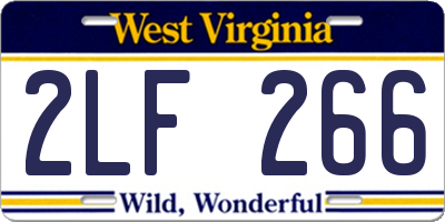 WV license plate 2LF266