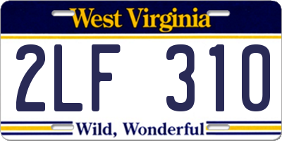 WV license plate 2LF310