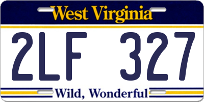 WV license plate 2LF327