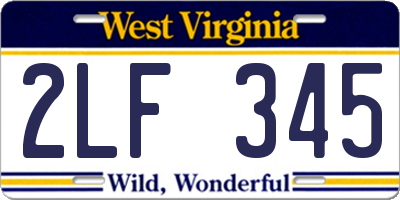 WV license plate 2LF345