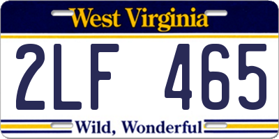WV license plate 2LF465
