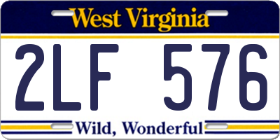 WV license plate 2LF576