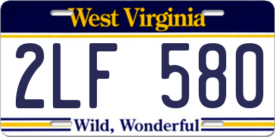 WV license plate 2LF580