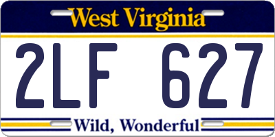 WV license plate 2LF627