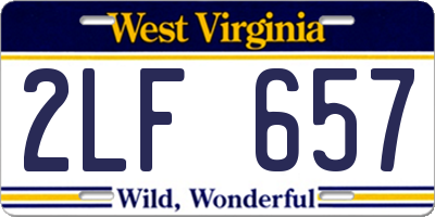 WV license plate 2LF657