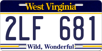 WV license plate 2LF681
