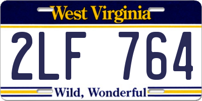WV license plate 2LF764