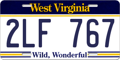 WV license plate 2LF767