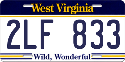 WV license plate 2LF833