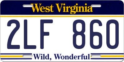 WV license plate 2LF860