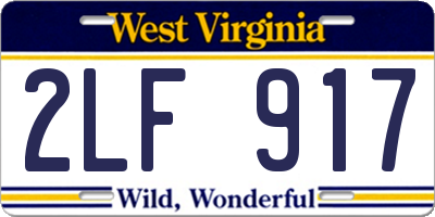 WV license plate 2LF917