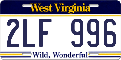 WV license plate 2LF996