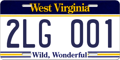 WV license plate 2LG001
