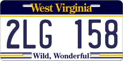 WV license plate 2LG158