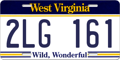 WV license plate 2LG161