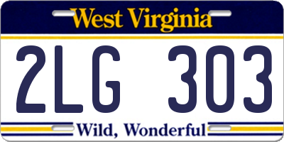 WV license plate 2LG303