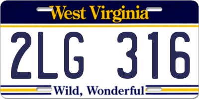 WV license plate 2LG316