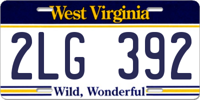 WV license plate 2LG392