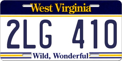 WV license plate 2LG410