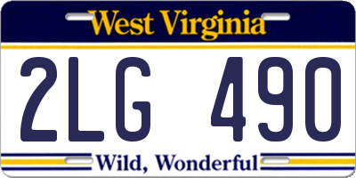 WV license plate 2LG490