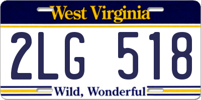 WV license plate 2LG518
