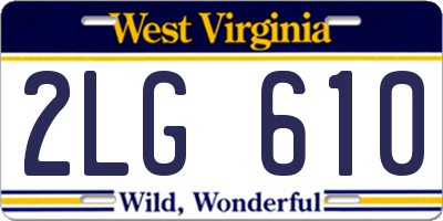 WV license plate 2LG610