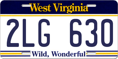 WV license plate 2LG630