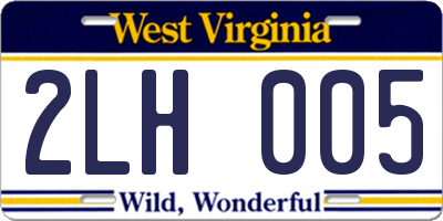 WV license plate 2LH005