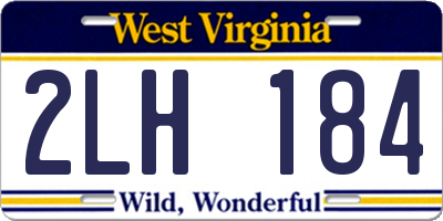 WV license plate 2LH184
