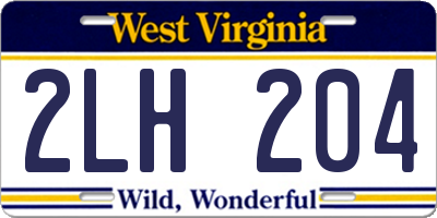 WV license plate 2LH204