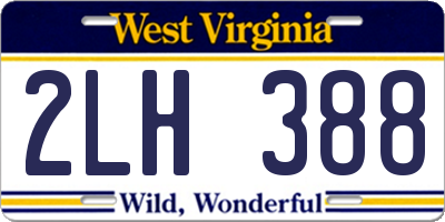 WV license plate 2LH388