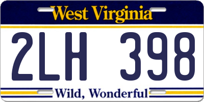 WV license plate 2LH398