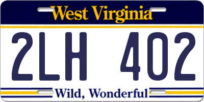 WV license plate 2LH402